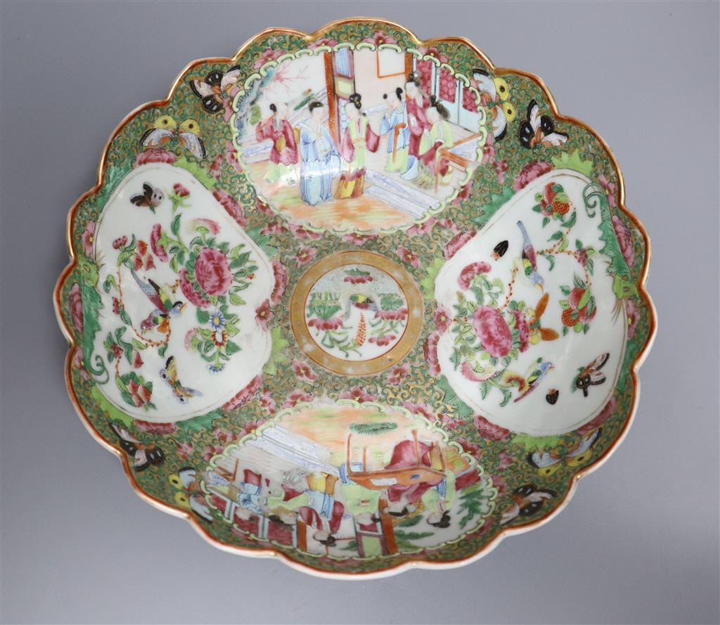 A 19th century Chinese famille rose dish, 26cm diameter